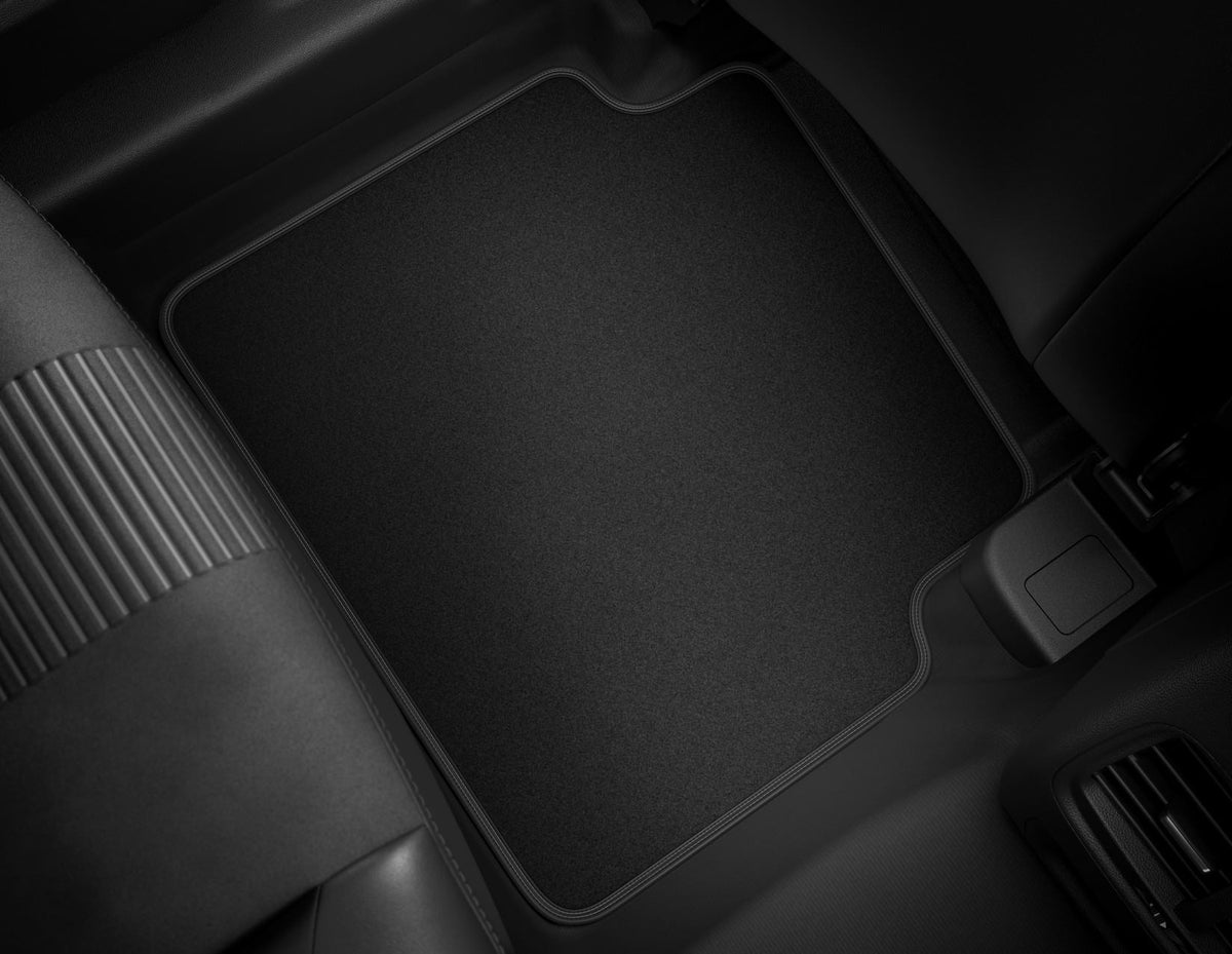 KUGA ACTIVE/XX REAR VELOUR CARPET FLOOR MATS CONTOURED BLACK WITH METAL GREY DOUBLE STITCHING 2024-ONWARDS