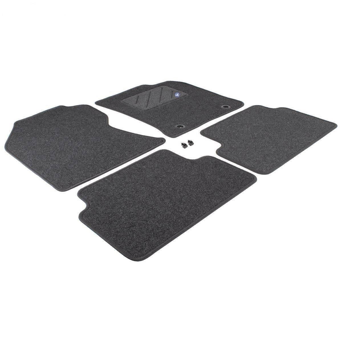 FOCUS FRONT & REAR CARPET FLOOR MAT KIT CONTOURED SET BLACK WITH BLUE OVAL LOGO 2001-2005