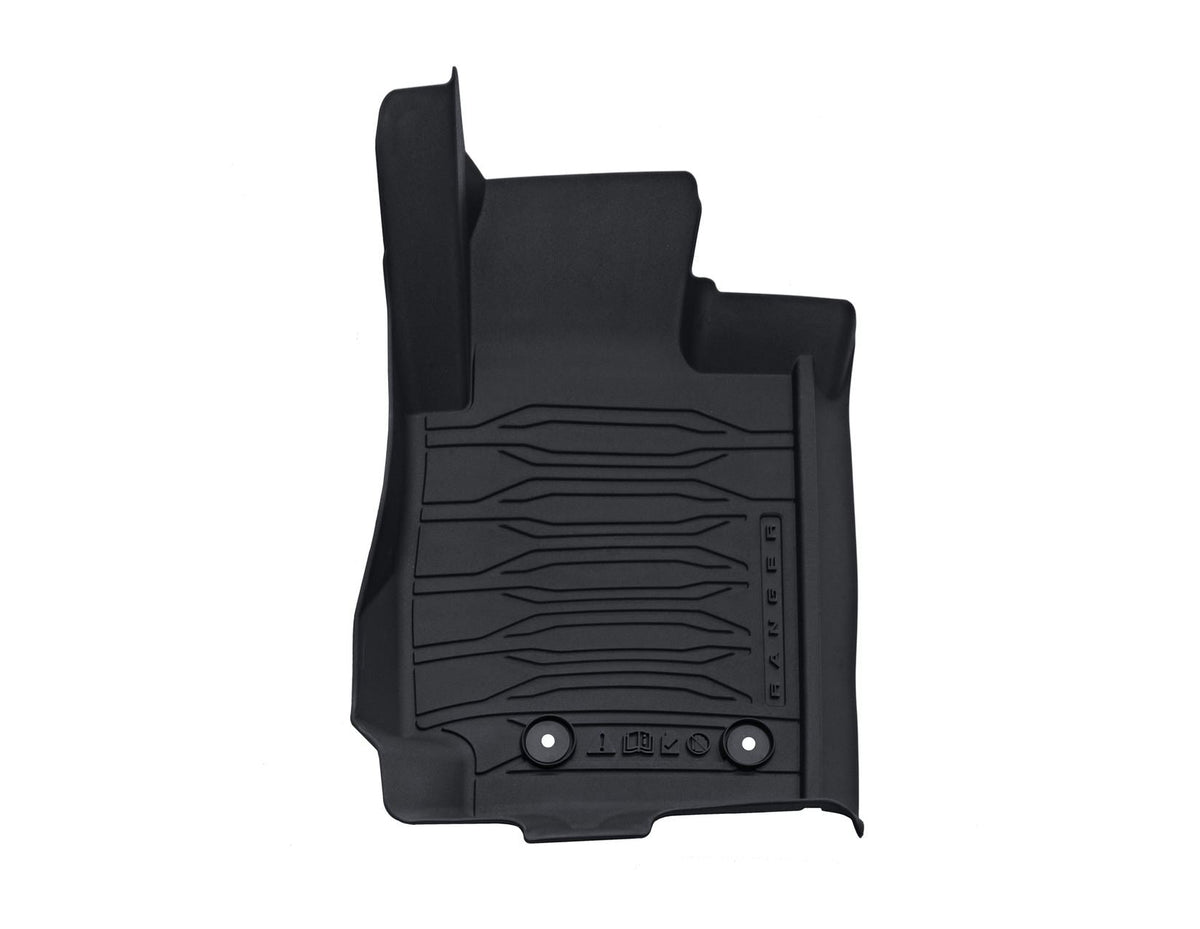 RANGER DOUBLE CAB RUBBER FLOOR MATS 
TRAY STYLE DESIGN, FRONT AND REAR, BLACK , 2012 ONWARD