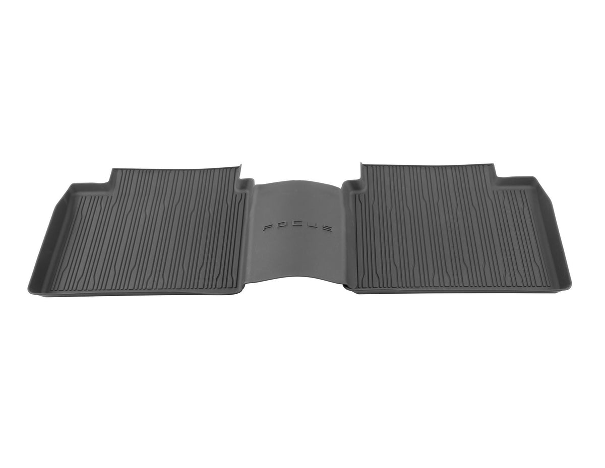 FOCUS REAR RUBBER FLOOR MATS ALL-WEATHER TRAY STYLE RAISED EDGES CONTOURED RAISED EDGES BLACK 2018-2025