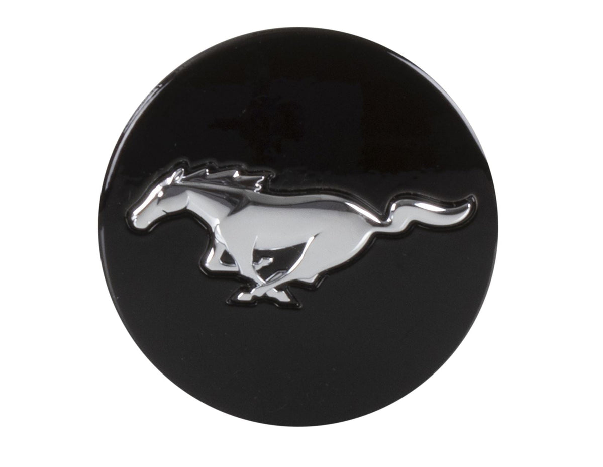 MUSTANG SINGLE 55MM WHEEL CENTRE CAP WITH MUSTANG LOGO BLACK 18" 19" ALLOY 2015-ONWARDS