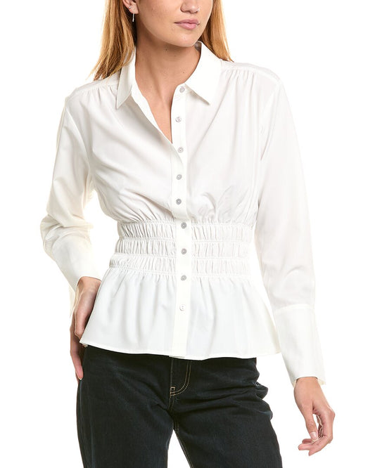 Laundry by Shelli Segal Smocked Waist Button Up Shirt
