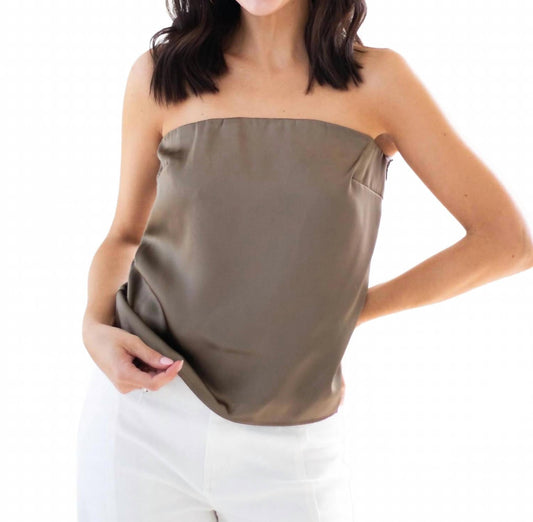 Giselle Satin Strapless Top In Brown