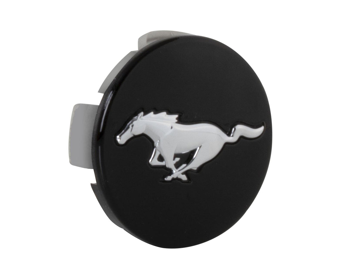 MUSTANG SINGLE 55MM WHEEL CENTRE CAP WITH MUSTANG LOGO BLACK 18" 19" ALLOY 2015-ONWARDS