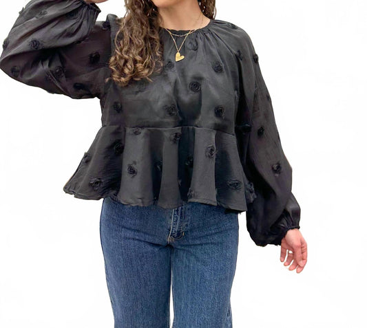 Roses Babydoll Blouse In Black