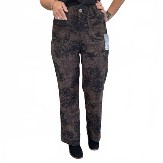 Luxe Cord Patch Pocket Ankle Pants In Black Moss Green