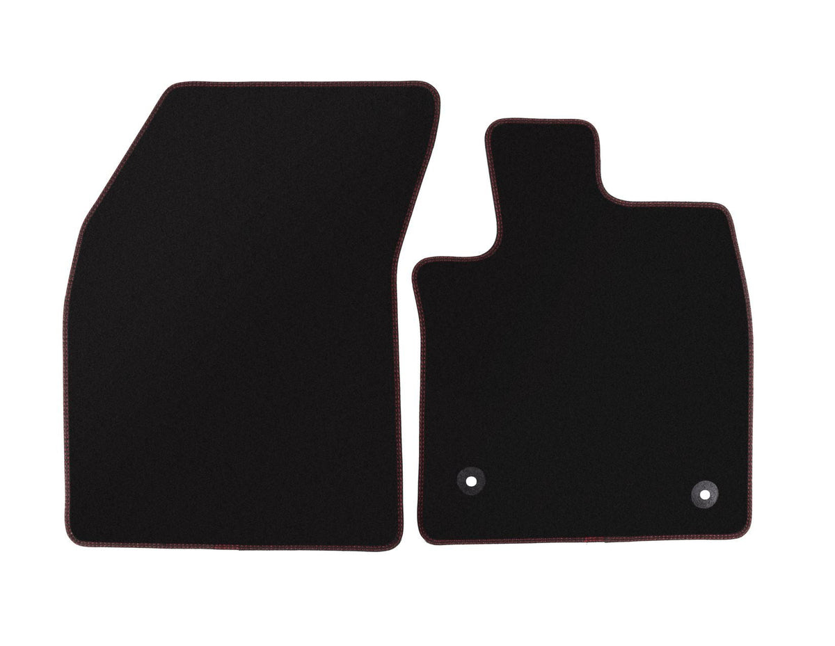 FOCUS FRONT VELOUR CARPET FLOOR MAT CONTOURED BLACK WITH RED STITCHING AUTOMATIC EXCEPT ST 2020-2025