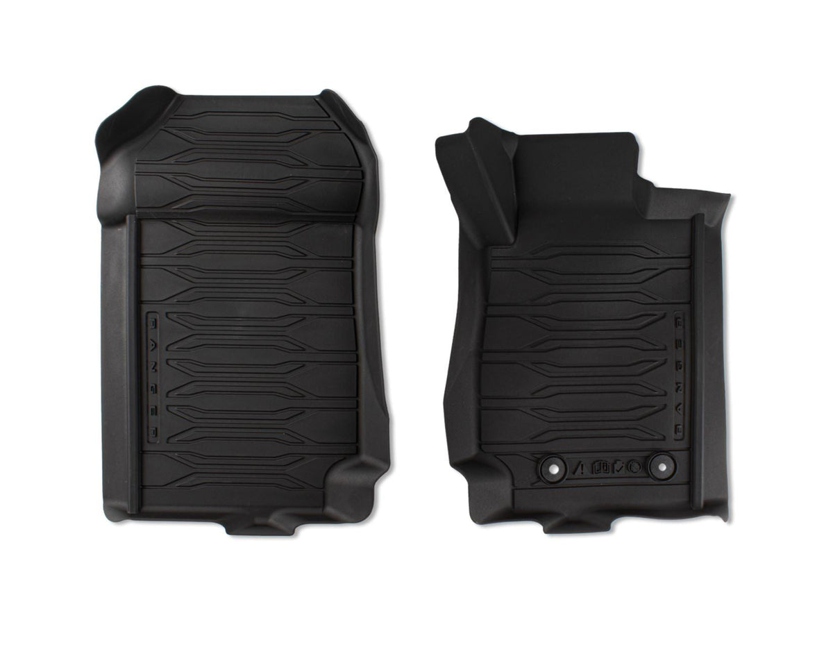 RANGER DOUBLE CAB RUBBER FLOOR MATS 
TRAY STYLE DESIGN, FRONT AND REAR, BLACK , 2012 ONWARD