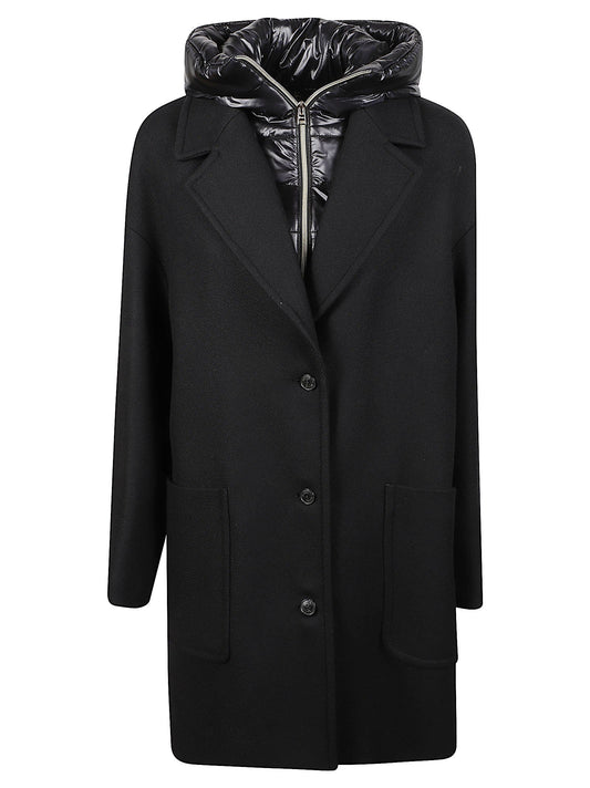 Virgin Wool-Blend Minimalist Hooded Long Coat