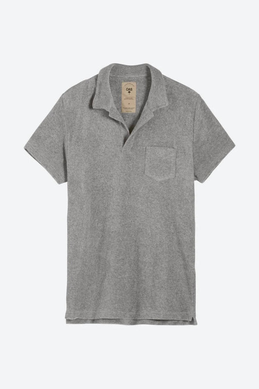 Men's Solid Terry Polo In Grey