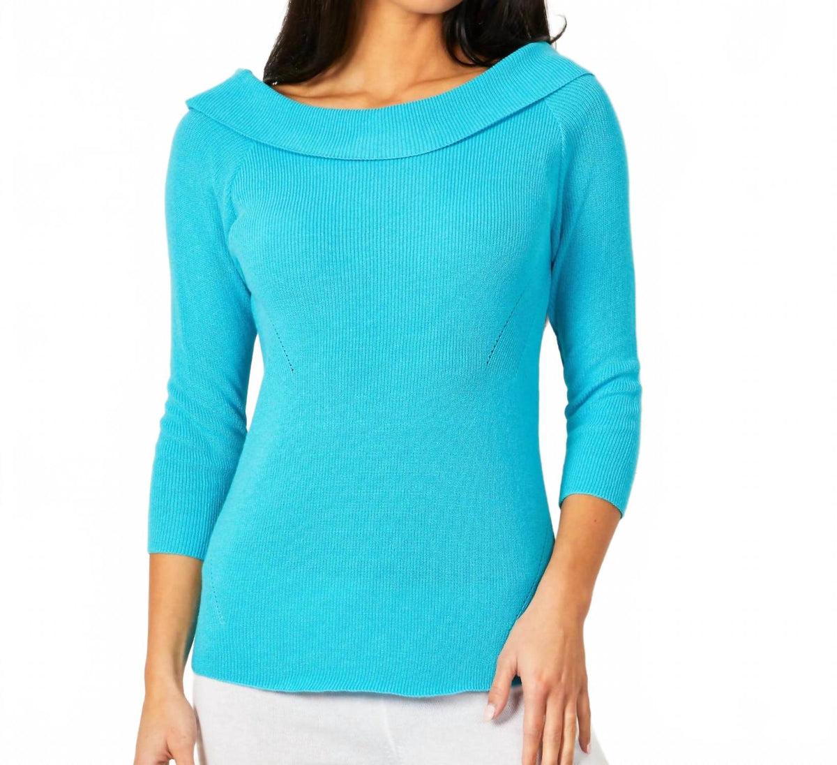 Off-The-Shoulder Drop Neck Top In Turqiouse