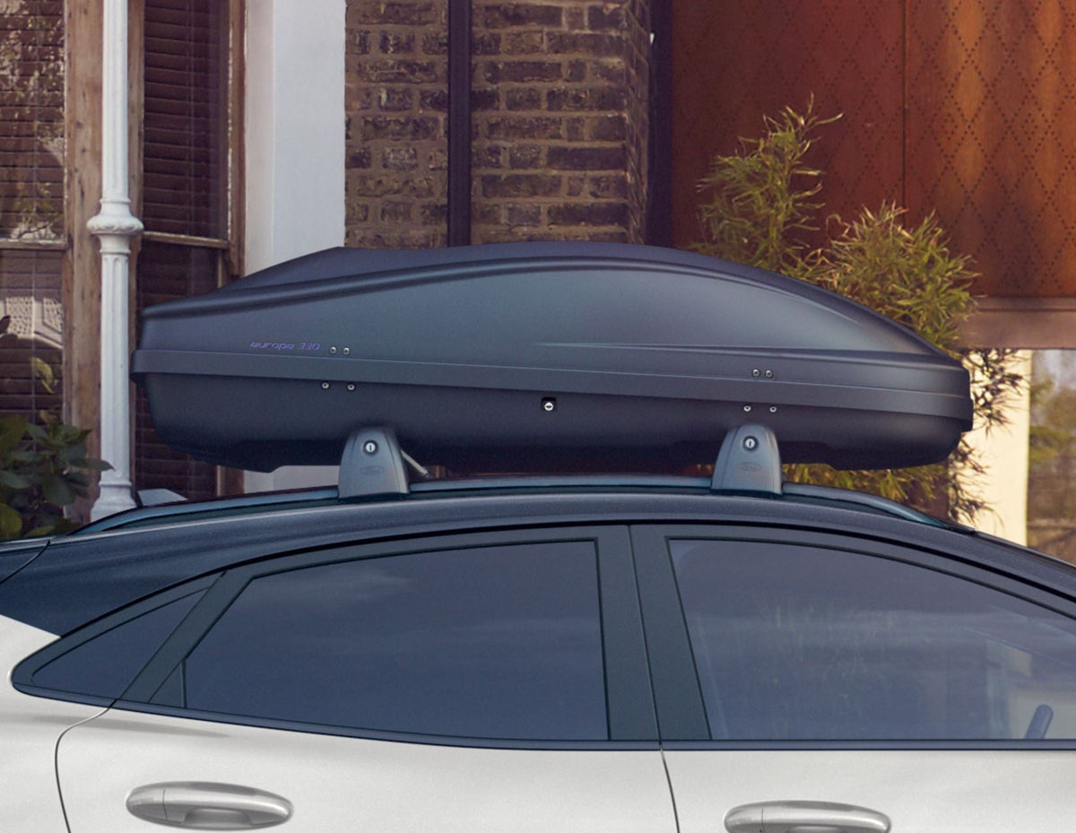 G3* ELEGANCE EUROPE 330L ROOF BOX LOCKABLE DUAL OPENING EMBOSSED MATT BLACK