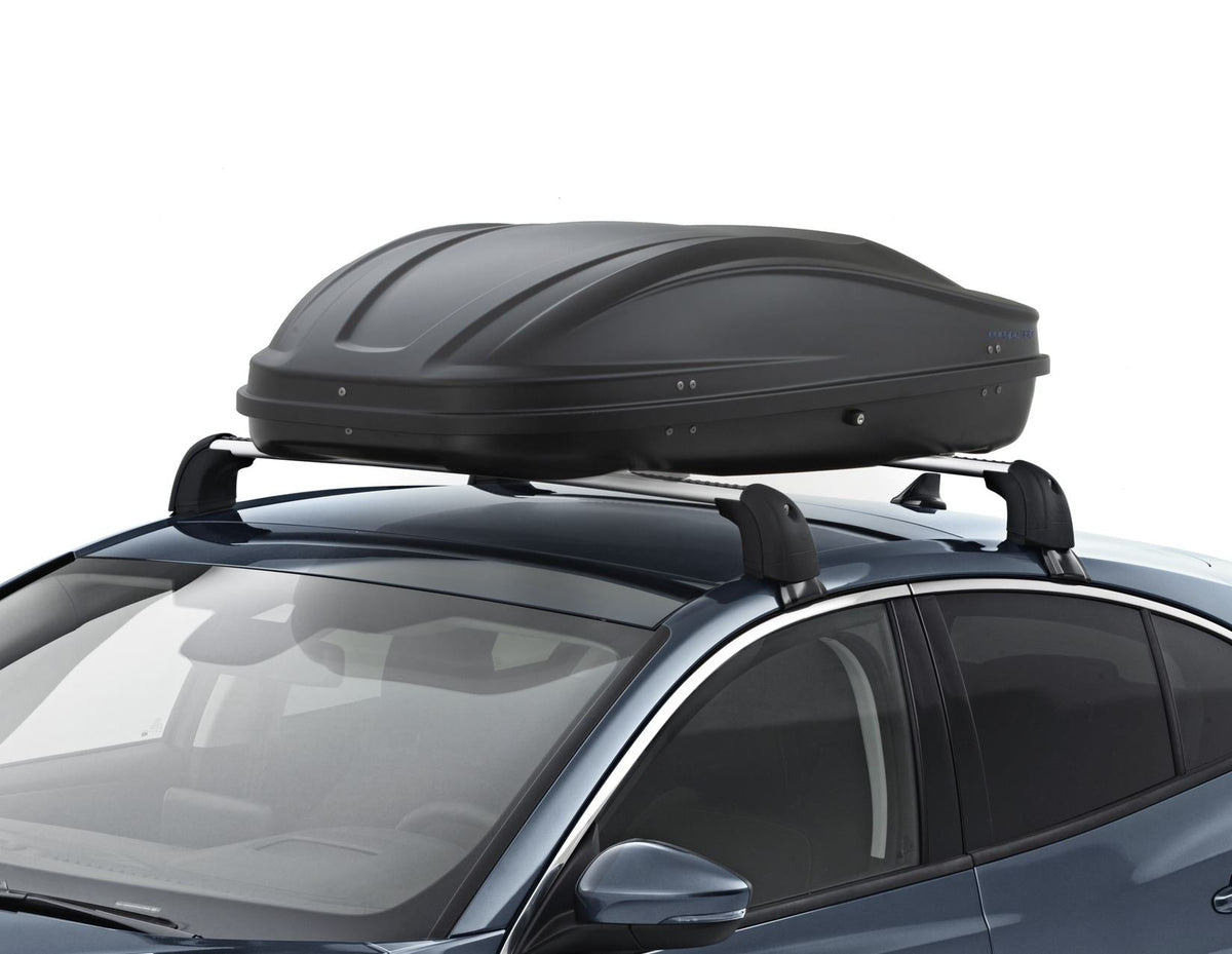 G3* ELEGANCE EUROPE 330L ROOF BOX LOCKABLE DUAL OPENING EMBOSSED MATT BLACK