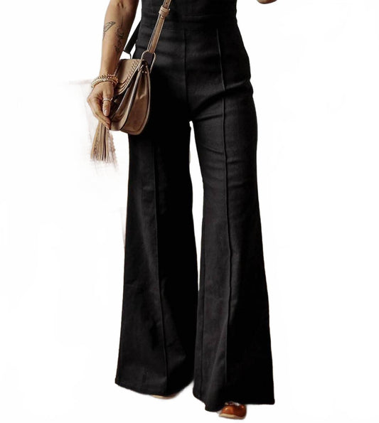 Flare Leg Jean Jumpsuit In Black
