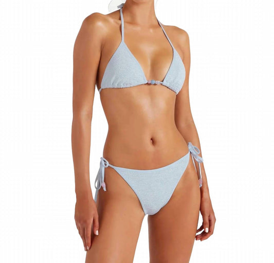 Gina Beaded Bikini In Metallic Ice Blue