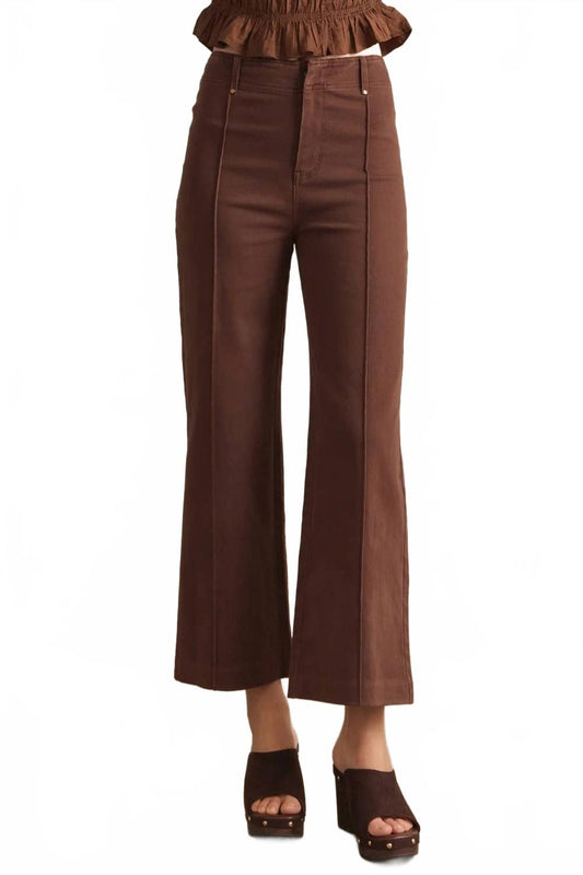 High Rise Wide Leg Pants In Brown