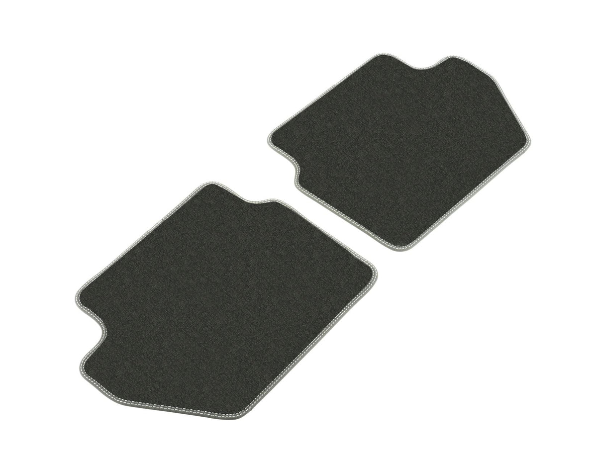 ECOSPORT REAR VELOUR CARPET FLOOR MATS CONTOURED BLACK WITH METAL GREY DOUBLE STITCHING 2017-2023