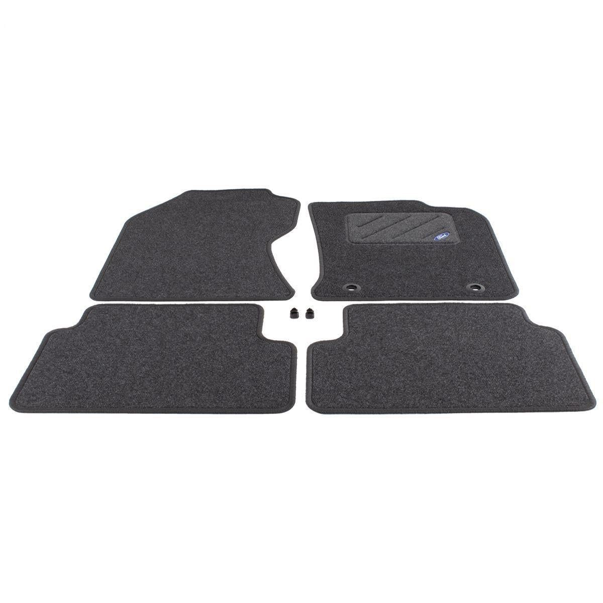 FOCUS FRONT & REAR CARPET FLOOR MAT KIT CONTOURED SET BLACK WITH BLUE OVAL LOGO 2001-2005
