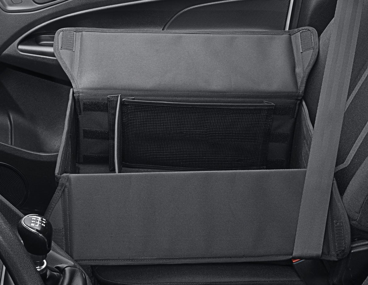 FABRIC TRANSPORT ORGANISER BOX FOLDABLE BLACK WITH WHITE FORD OVAL ON BOTH SIDES
