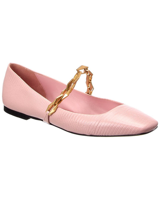 Jimmy Choo Diamond Tilda Lizard-Embossed Leather Ballerina Flat