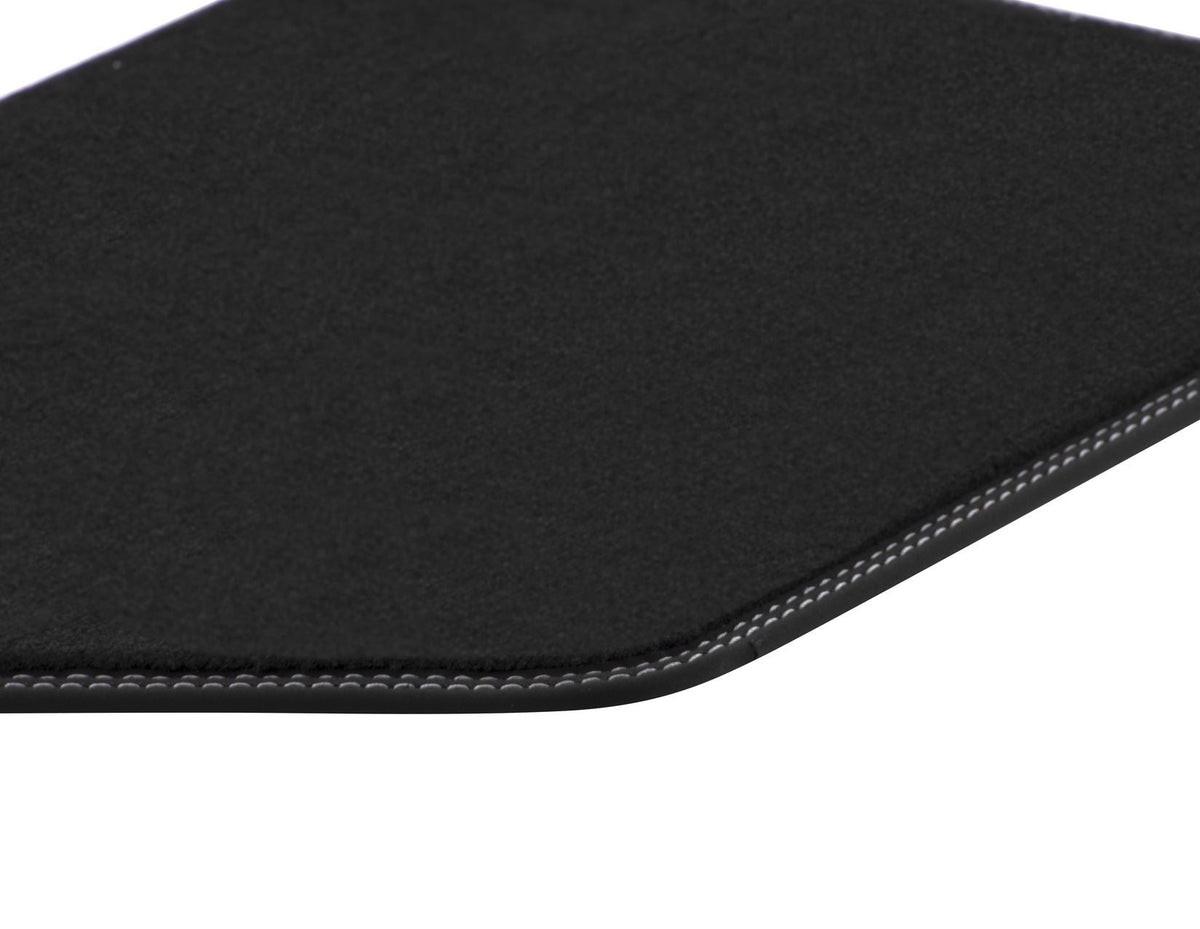 ECOSPORT REAR VELOUR CARPET FLOOR MATS CONTOURED BLACK WITH METAL GREY DOUBLE STITCHING 2017-2023