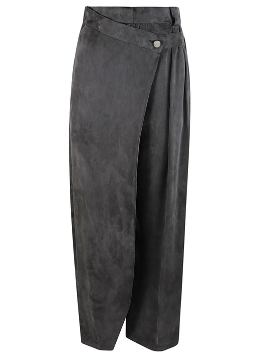 Pesce Cropped Asymmetrical Wrap Cupro-Blend Pants