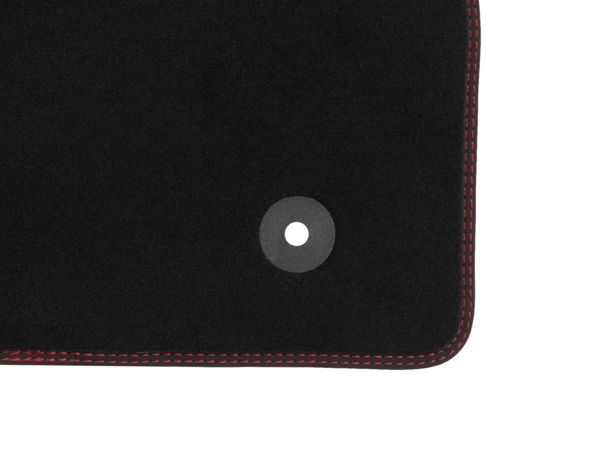 FIESTA PUMA FRONT VELOUR CARPET FLOOR MATS CONTOURED BLACK WITH RED STITCHING 2017-ONWARDS