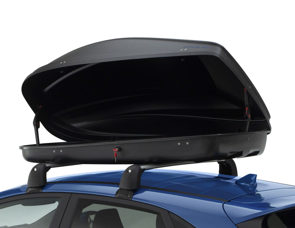 G3* ELEGANCE EUROPE 330L ROOF BOX LOCKABLE DUAL OPENING EMBOSSED MATT BLACK