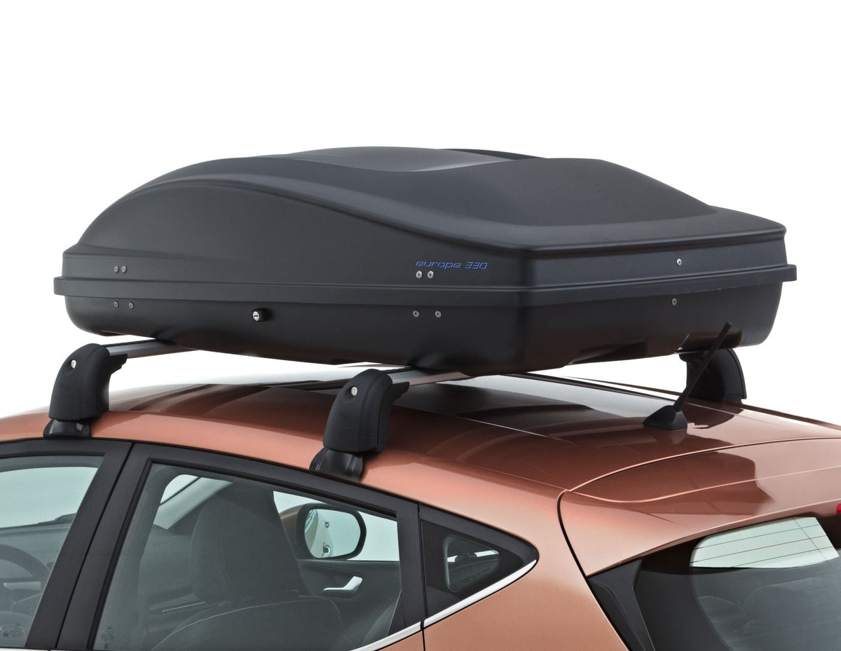 G3* ELEGANCE EUROPE 330L ROOF BOX LOCKABLE DUAL OPENING EMBOSSED MATT BLACK